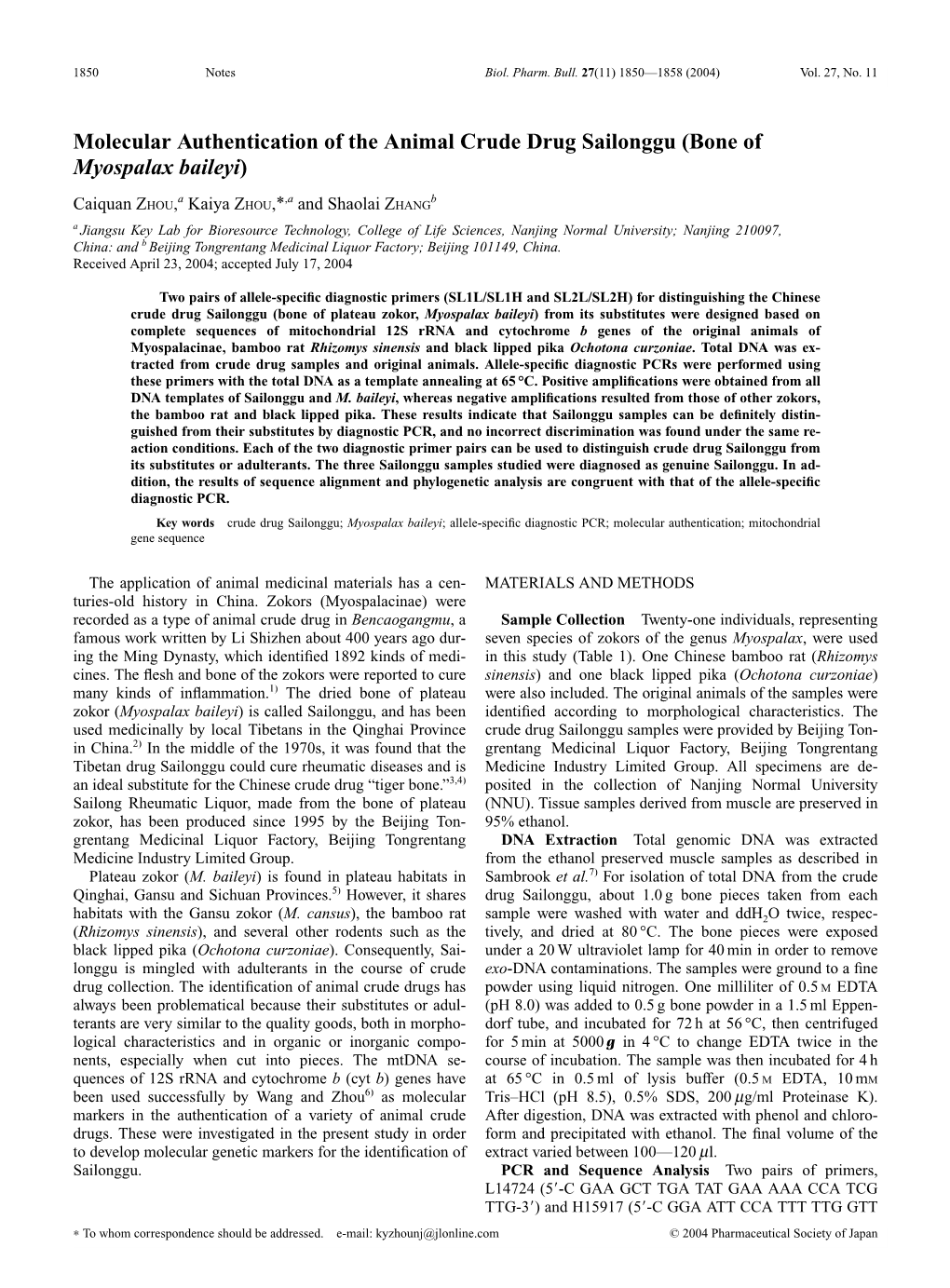 Biol. Pharm. Bull. 27(11) 1850-1858 (2004)