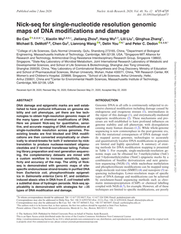 Nick-Seq for Single-Nucleotide Resolution Genomic Maps of DNA