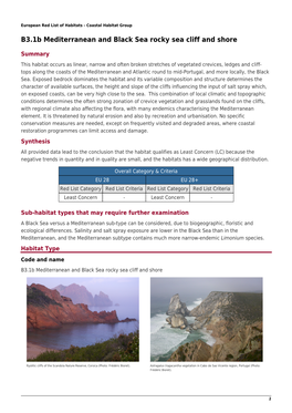 B3.1B Mediterranean and Black Sea Rocky Sea Cliff and Shore