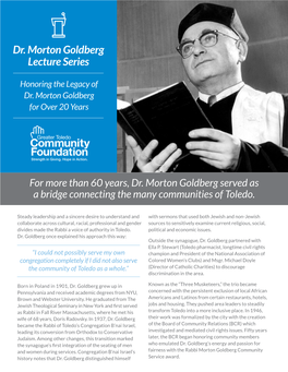 Dr. Morton Goldberg Lecture Series