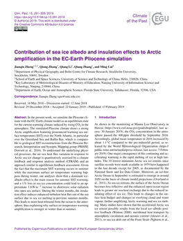 Contribution of Sea Ice Albedo and Insulation Effects to Arctic Ampliﬁcation in the EC-Earth Pliocene Simulation