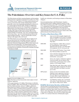 The Palestinians: Overview and Key Issues for U.S