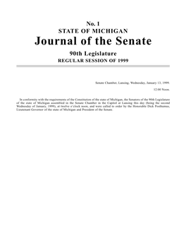 Journal of the Senate 90Th Legislature REGULAR SESSION of 1999