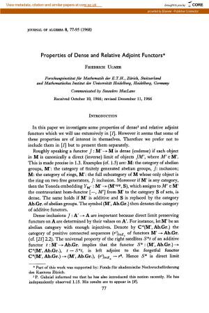 Properties of Dense and Relative Adjoint Functors*
