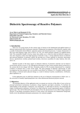 Dielectric Spectroscopy of Reactive Polymers