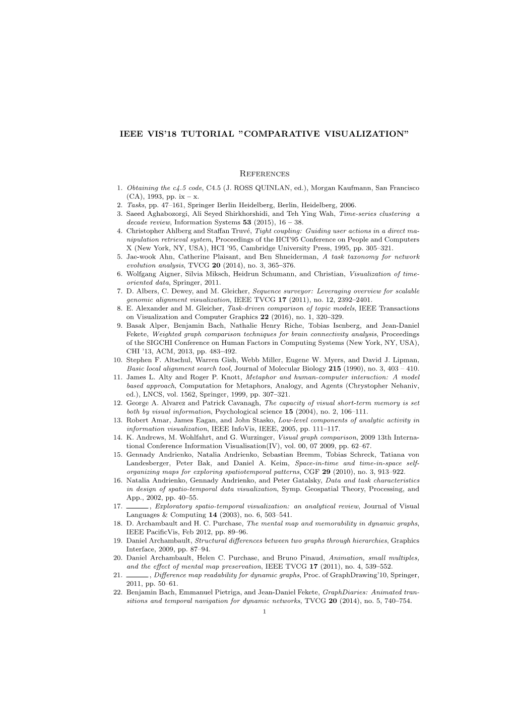 Ieee Vis'18 Tutorial ”Comparative