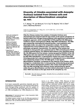 Diversity of Rhizobia Associated with Amorpha Fruticosa Isolated from Chinese Soils and Description of Mesorhizobium Amorphae Sp