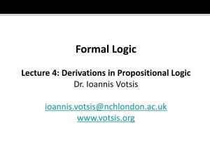 Derivations in Propositional Logic Dr