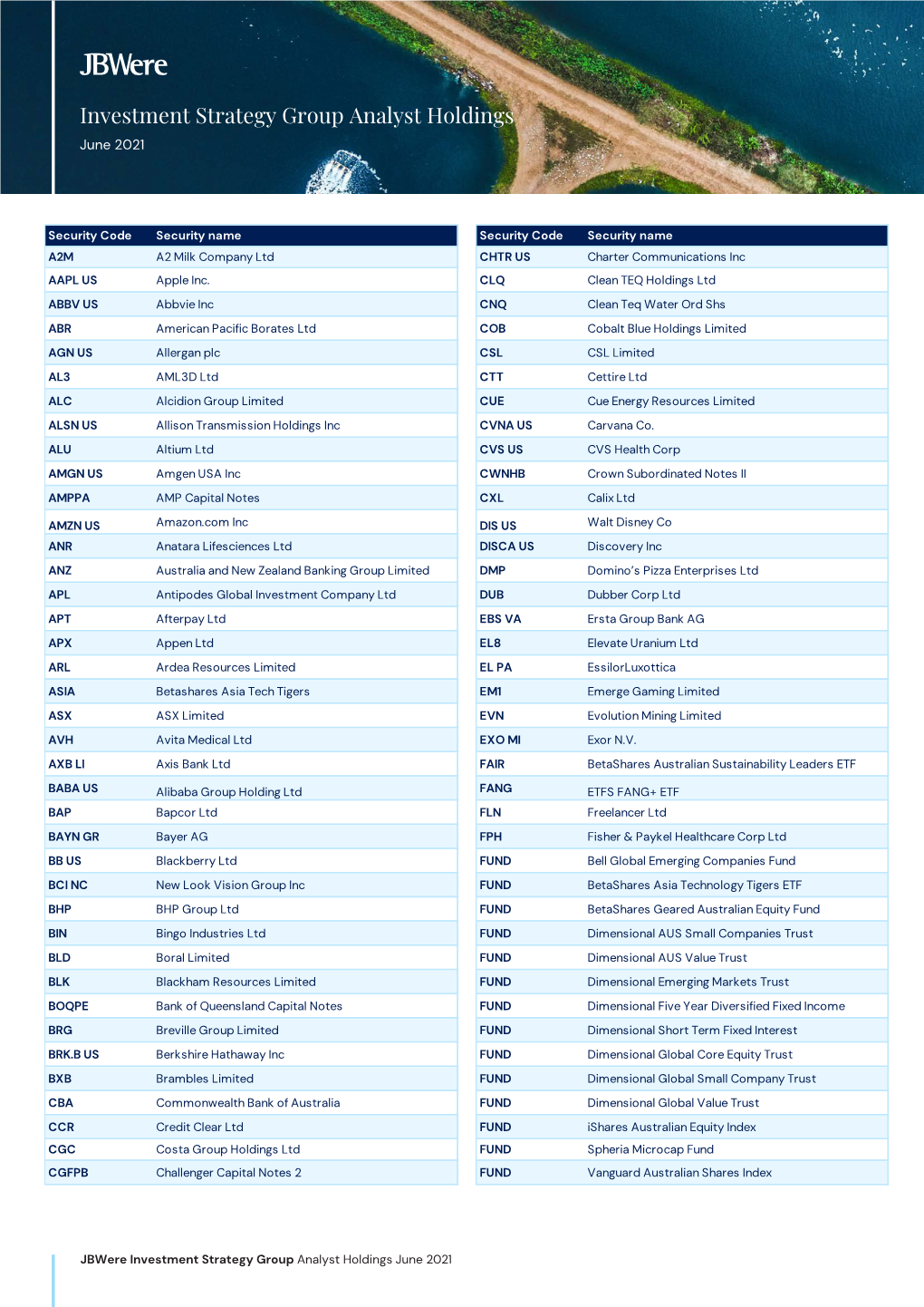 Investment Strategy Group Analyst Holdings