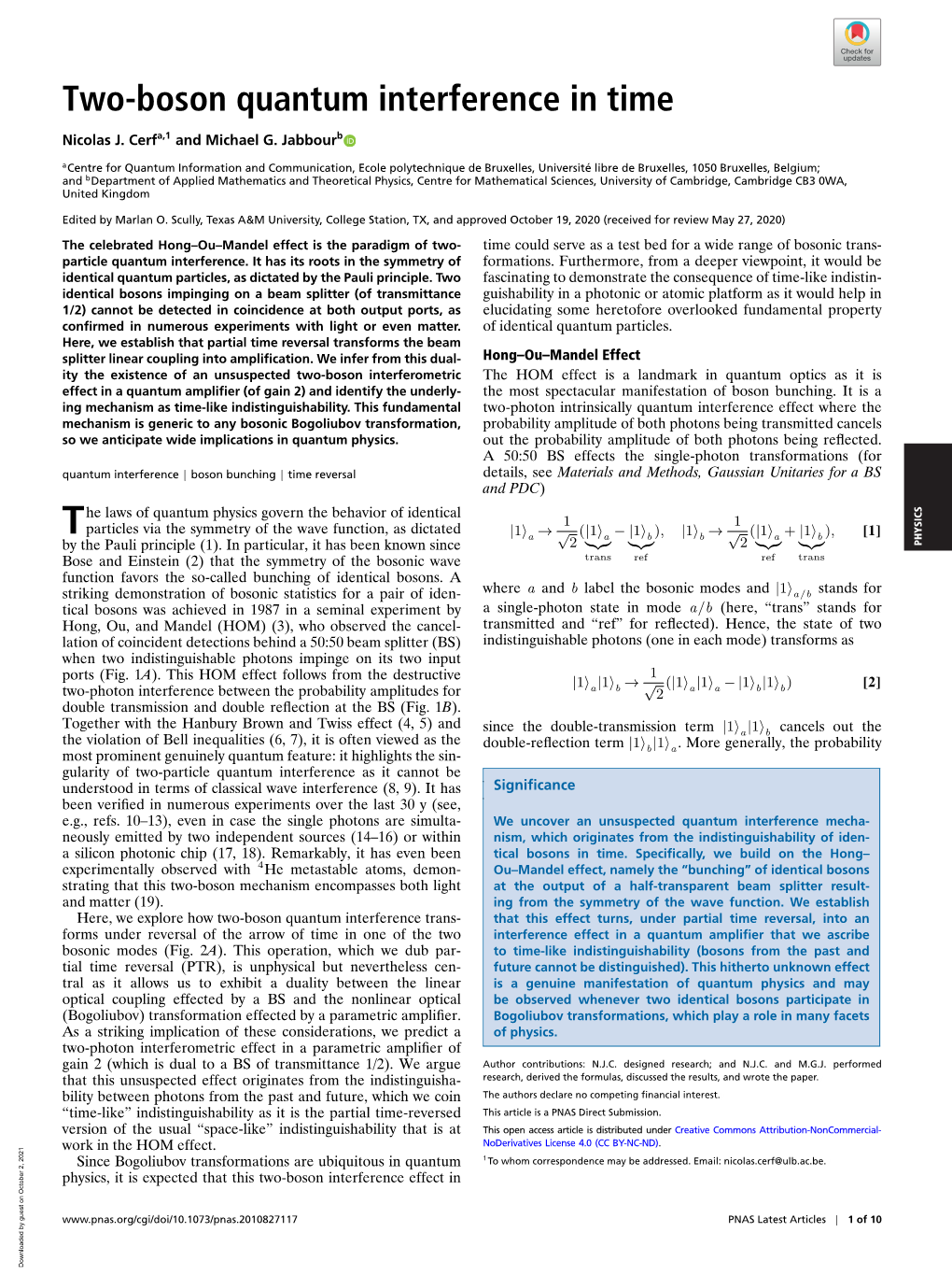 Two-Boson Quantum Interference in Time