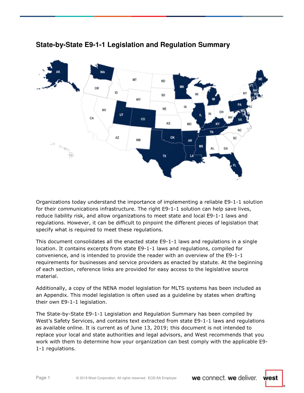 State-By-State E9-1-1 Legislation and Regulation Summary