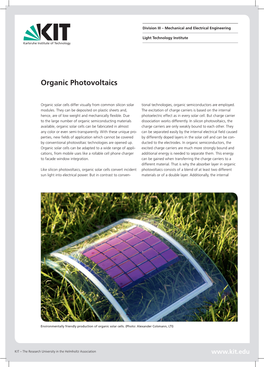 Organic Photovoltaics