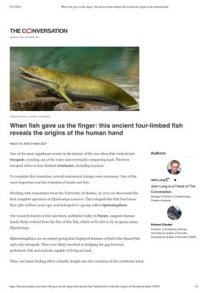 When Fish Gave Us the Finger: This Ancient Four-Limbed Fish Reveals