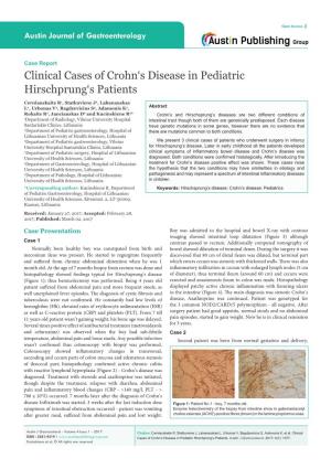 Clinical Cases of Crohn's Disease in Pediatric Hirschprung's Patients
