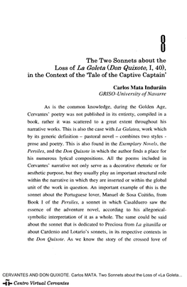 La Goleta (Don Quixote, 1, 40), in the Context of the 'Tale of the Captive Captain'