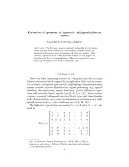 Evaluation of Spectrum of 2-Periodic Tridiagonal-Sylvester Matrix