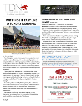 TDN AMERICA TODAY Poetic Flare (Ire) (Dawn Approach {Ire}) with an Impressive WIT FINDS IT EASY LIKE a SUNDAY MORNING Success in Wednesday=S G1 Qatar Sussex S