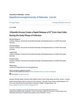 Chlorella Viruses Evoke a Rapid Release of K+ from Host Cells During the Early Phase of Infection