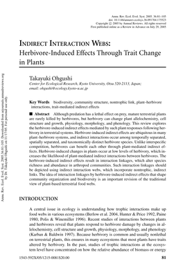 Herbivore-Induced Effects Through Trait Change in Plants