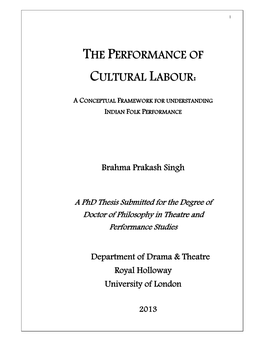 The Performance of Cultural Labour