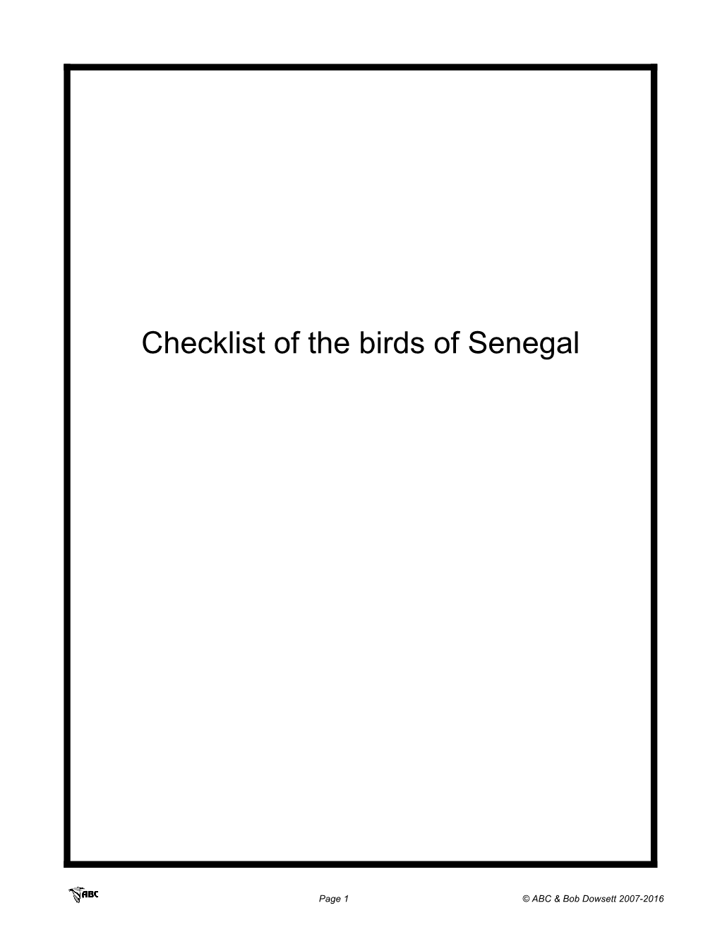 The African Bird Club Country List for Senegal