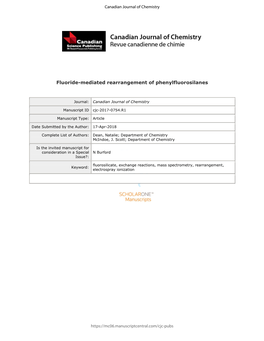 Fluoride-Mediated Rearrangement of Phenylfluorosilanes