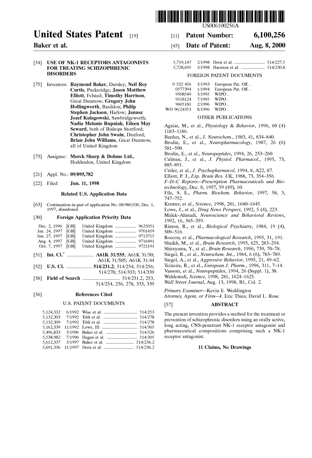 RGMA, RFA 06051S1 2/1996 Wipo. Stephen Jackson,S Harlow;S Januszp WO 96/24353 8/1996 WIPO