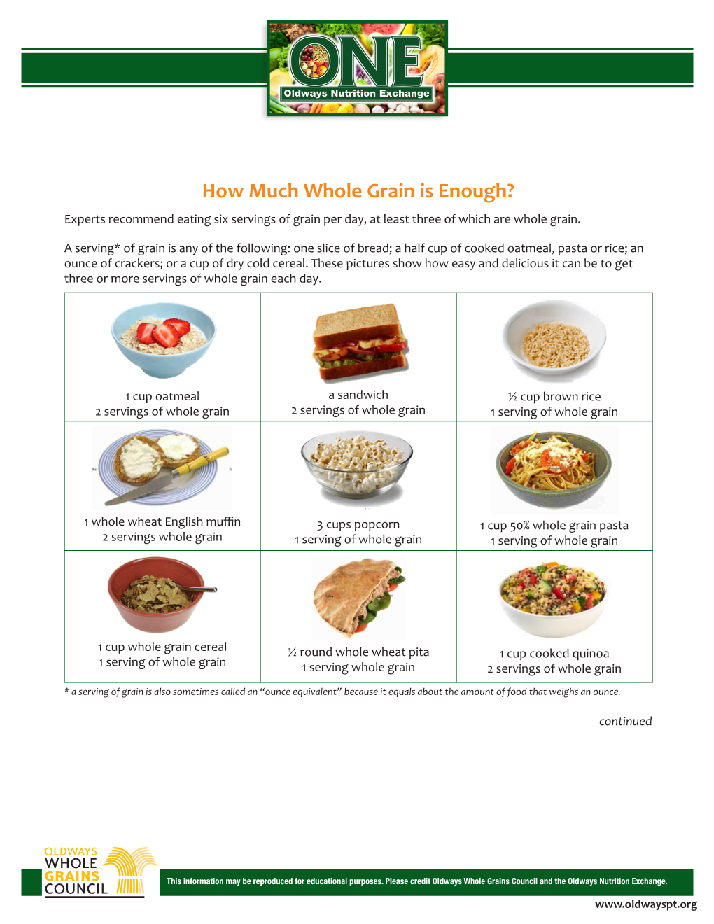 How Much Whole Grain Is Enough? Experts Recommend Eating Six Servings of Grain Per Day, at Least Three of Which Are Whole Grain