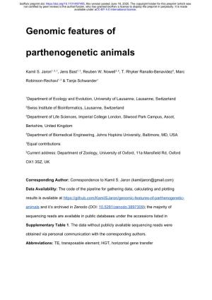 Genomic Features of Parthenogenetic Animals