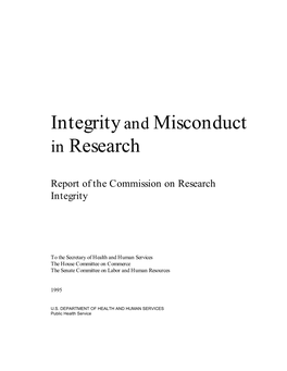 Integrity and Misconduct in Research
