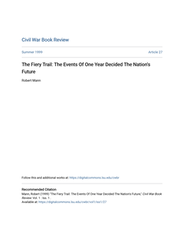 The Fiery Trail: the Events of One Year Decided the Nation's Future