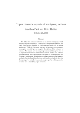 Topos Theoretic Aspects of Semigroup Actions