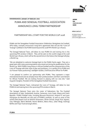 Puma and Senegal Football Association Announce Long-Term Partnership