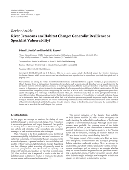 River Cetaceans and Habitat Change: Generalist Resilience Or Specialist Vulnerability?