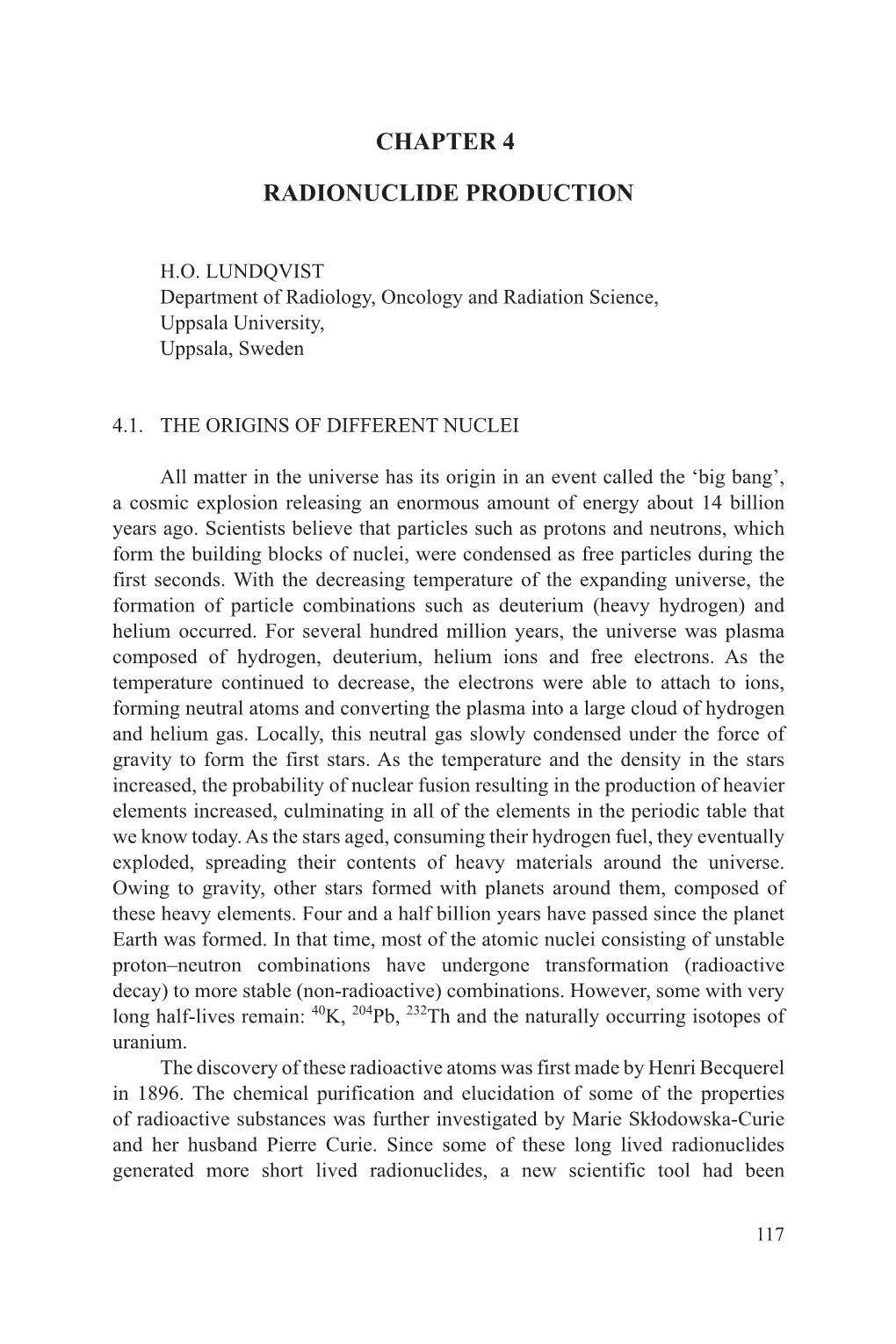 Chapter 4 Radionuclide Production