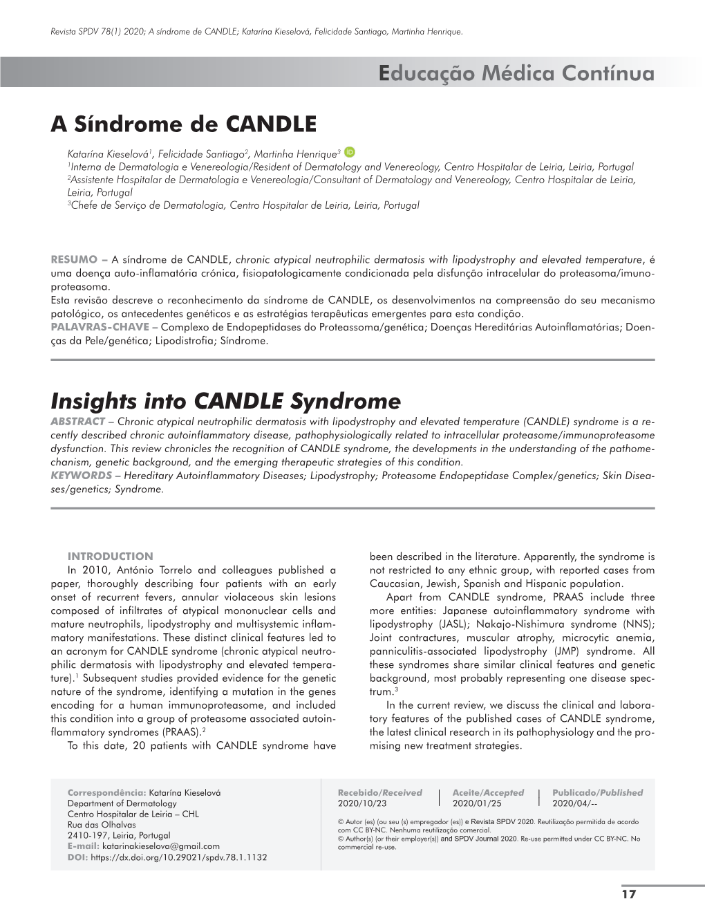 A Síndrome De CANDLE Insights Into CANDLE Syndrome