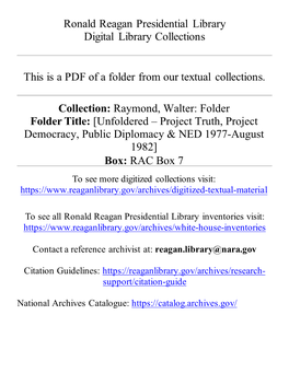 Ronald Reagan Presidential Library Digital Library Collections This Is A