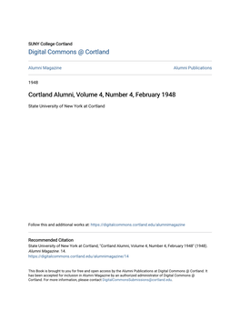 Cortland Alumni, Volume 4, Number 4, February 1948