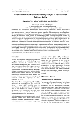 Collembola Communities in Different Compost Types As Bioindicator of Substrate Quality