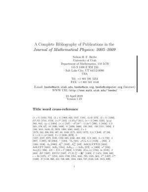 A Complete Bibliography of Publications in the Journal of Mathematical Physics: 2005–2009