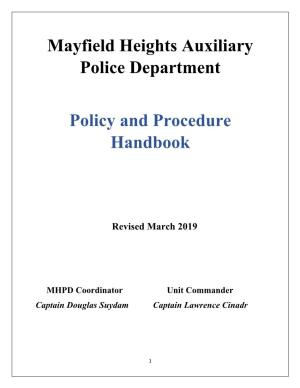 Mayfield Heights Auxiliary Police Department Policy and Procedure