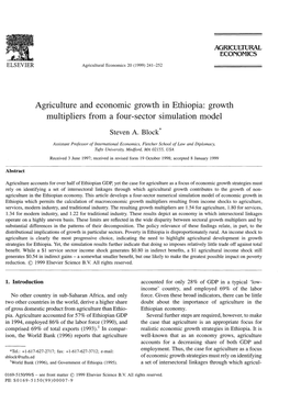 Agriculture and Economic Growth in Ethiopia: Growth Multipliers from a Four-Sector Simulation Model