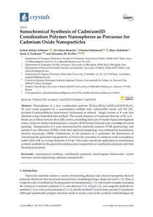 Sonochemical Synthesis of Cadmium(II) Coordination Polymer Nanospheres As Precursor for Cadmium Oxide Nanoparticles