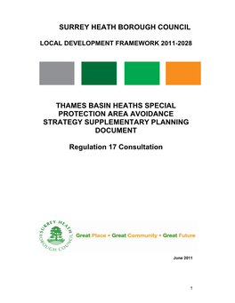 SURREY HEATH BOROUGH COUNCIL THAMES BASIN HEATHS SPECIAL PROTECTION AREA AVOIDANCE STRATEGY SUPPLEMENTARY PLANNING DOCUMENT Regu