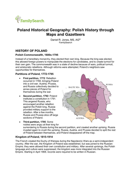 Poland Historical Geography Handout