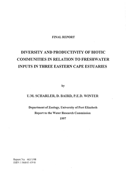 Diversity and Productivity of Biotic Communities in Relation to Freshwater Inputs in Three Eastern Cape Estuaries