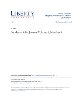 Fundamentalist Journal Volume 8, Number 9