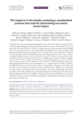 Evaluating a Standardized Protocol and Scale for Determining Non-Native Insect Impact