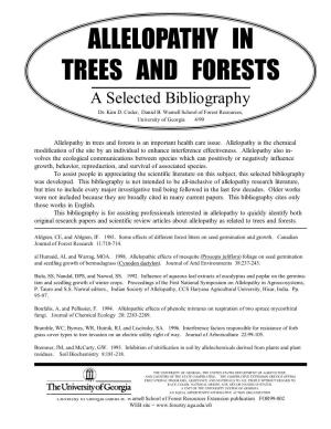ALLELOPATHY in TREES and FORESTS a Selected Bibliography Dr