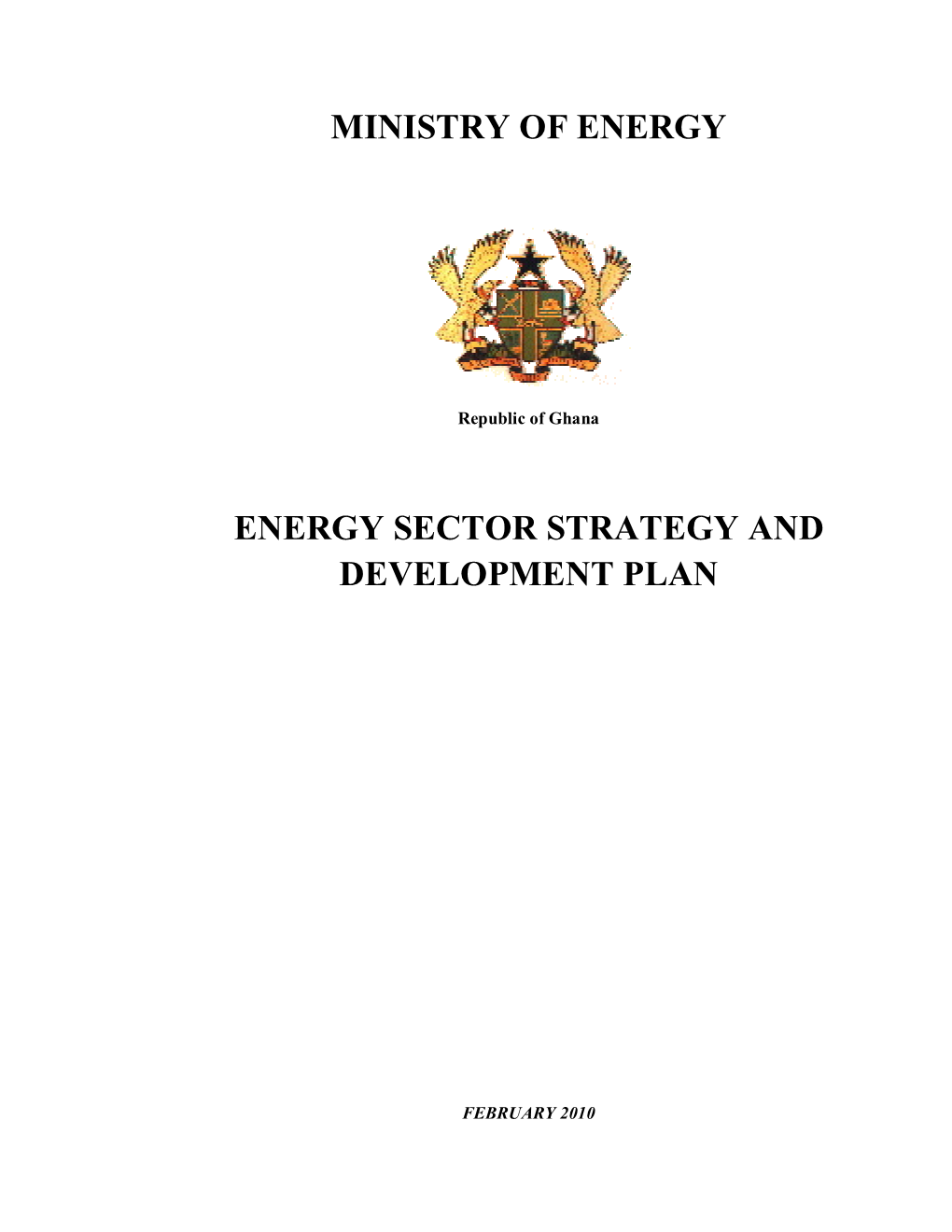 Ministry of Energy Energy Sector Strategy And